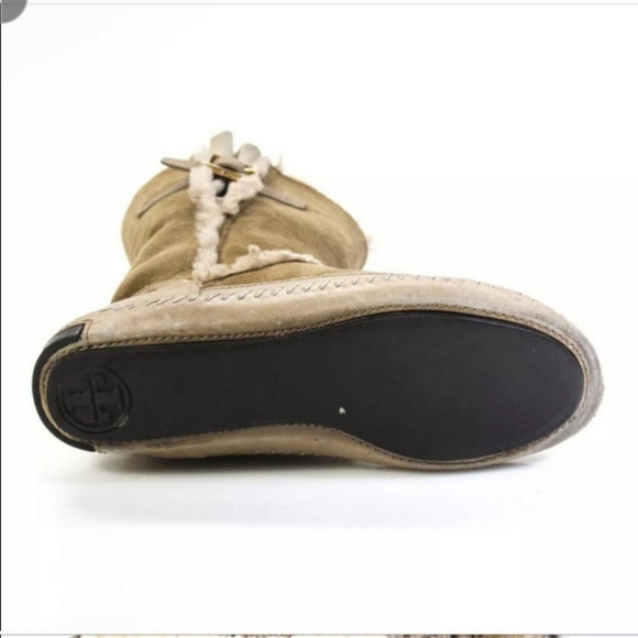 Tory Burch Suede Round Toe Mid Calf Boots women's 10 - Picture 5 of 6